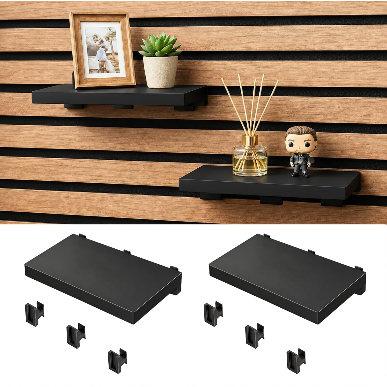 Heropen 2PCS No Drilling Wall Mount Acoustic Panel Shelves