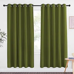 NICETOWN Olive Green Blackout Curtains for Bedroom 72 Inches Long, Thermal Insulated Room Darkening Grommet Window Curtains for Living Room Nursery, 66 inch x 72 inche, 1 Panel