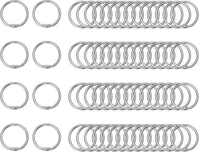 HAUTOCO 100pcs 19mm/0.75 Inch Loose Leaf Binder Rings Nickel-Plated Small Book Rings Silver Loose Leaf Rings for Flash Cards, Index Cards, Notebook, School, Office, Home
