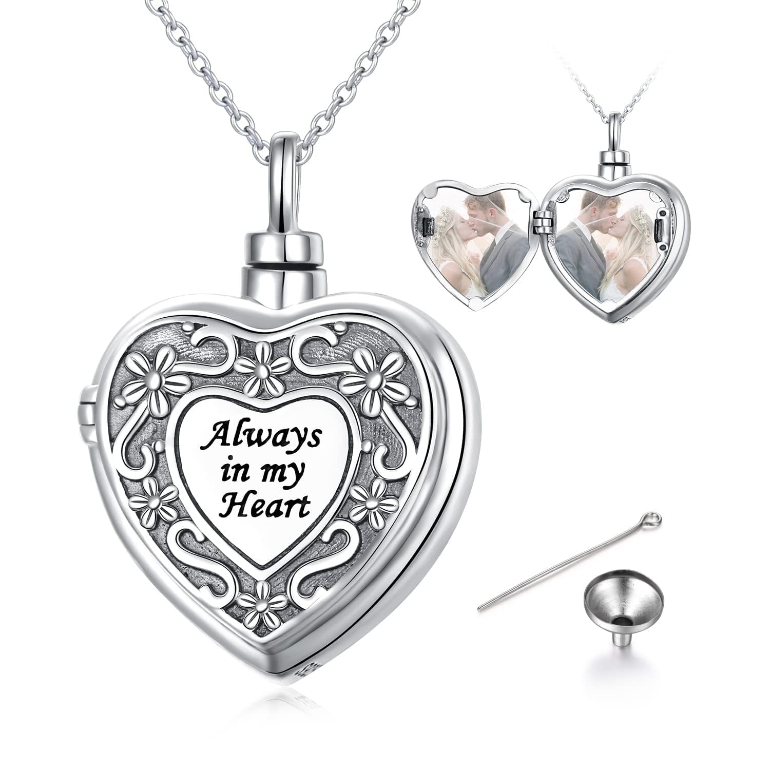 Flyow Urne Halsketten für Asche 925 Sterling Silber Feuerbestattung Schmuck für Asche Andenken Anhänger Memorial Schmuck Geschenke für Frauen Männer Haustier