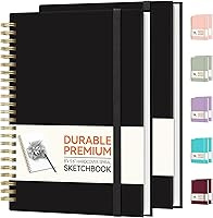 Forvencer 2 Pack Spiral Notebook 8x5.6" Hardcover Sketchbook, 100GSM Thick Paper, 100 Pages Blank Journal for Drawing & Art