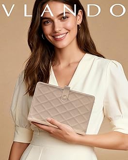 Vlando Travel Jewelry Organizer Case, Valentines Day Gifts,Jewelry Storage Book Ring Binder with Clear Zipper Velvet Pouch Bag for Traveling,Rings,Necklace,Earrings,Bracelets,Brooches-Toffee