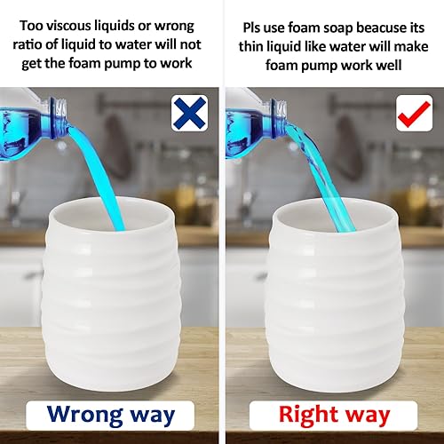 Miniatura 4 de TOOZFO Dispensador de espuma de jabón de cerámica antideslizante botella dispensador de espuma de mano para champú baño cocina 12 onzas