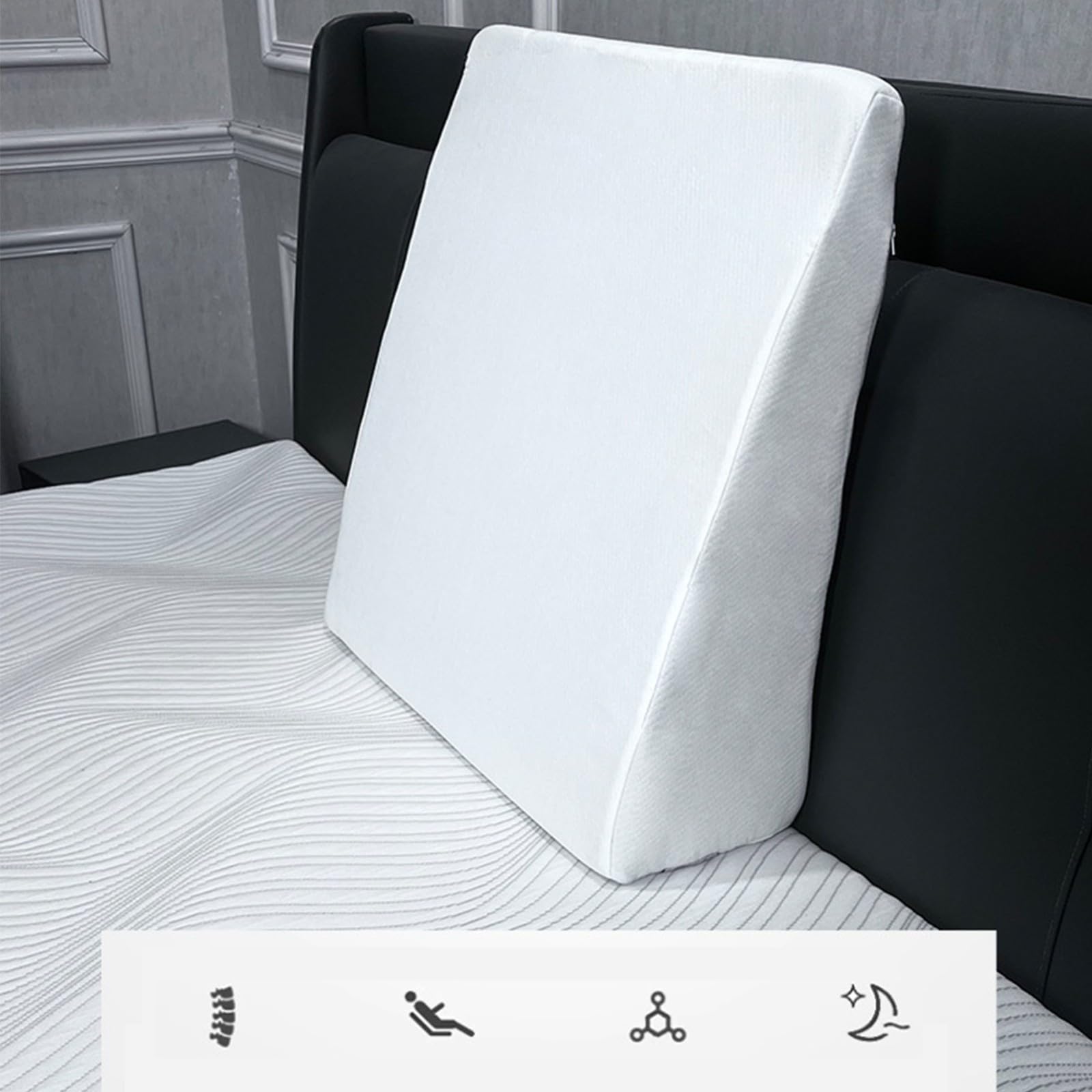 Soporte De Espalda para Sentarse En La Cama,Almohada Ortopédica De Espuma Viscoelástica para Adultos,Reduce El Dolor De Espalda,Almohada De Cuña Ergonómica De Espuma Viscoelástica