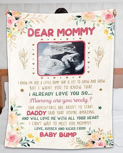 Manta personalizada para la nueva mamá de The Bump I Already Love You So Baby Sonogram Image Nombre personalizado carga foto mamá embarazada regalos