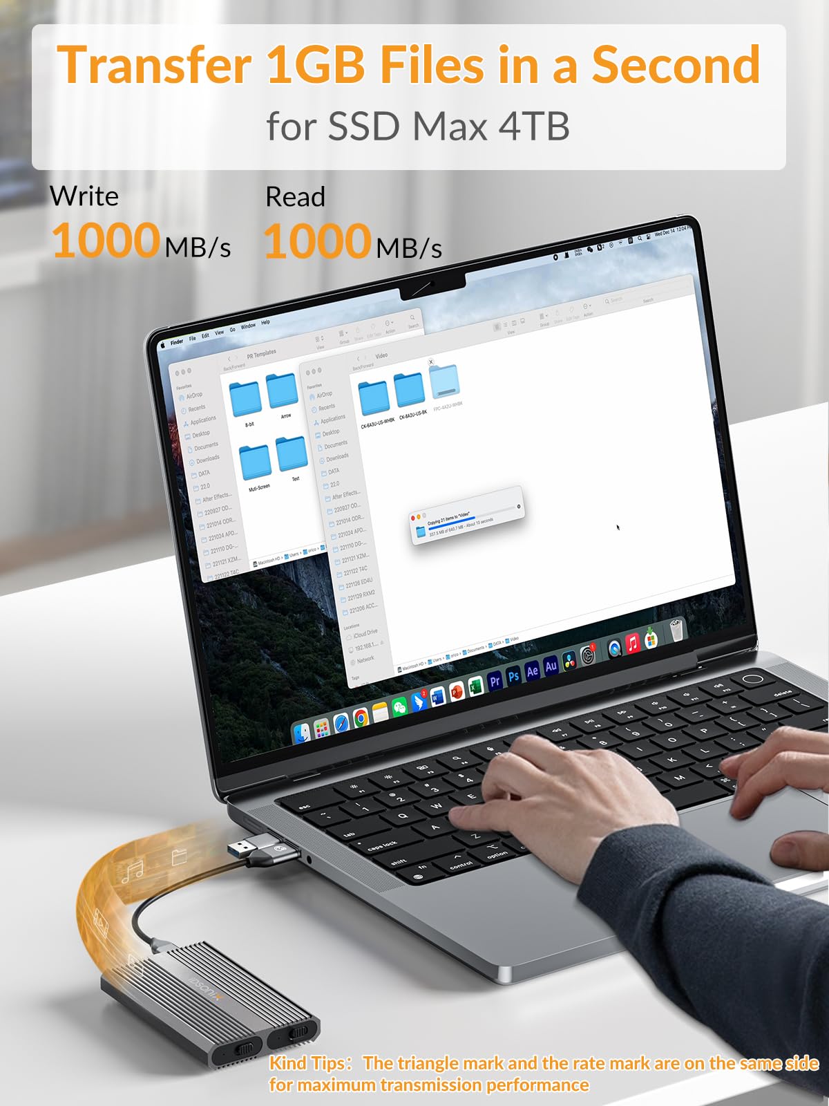 iDsonix Case SSD M.2 NVMe Doppia Baia USB C 3.2 Gen 2 10Gbps Adattatore SSD Enclosure Compatibile con M/B+M Key 2230/2242/2260/2280 SSDs, Tool-free, 2x4TB