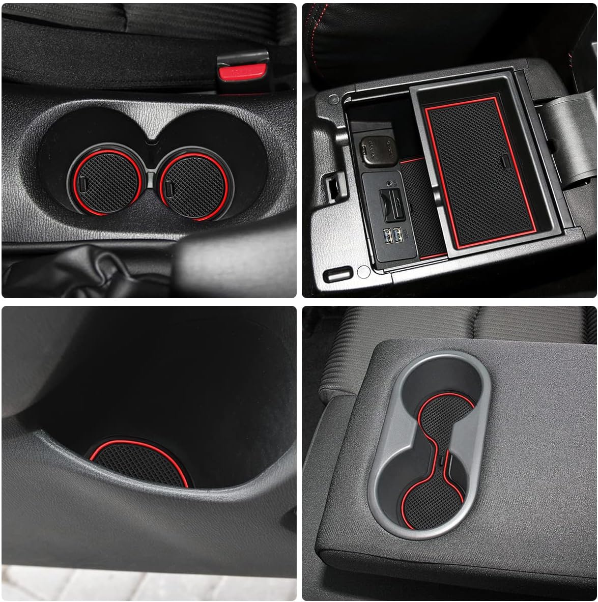 Anti-Dust Mats Compatible with Mazda 3 Sedan 2014 2015 2016 Car Interior Decoration Accessories Cup Holder Mats Console Liner Door Groove Pads (Red)