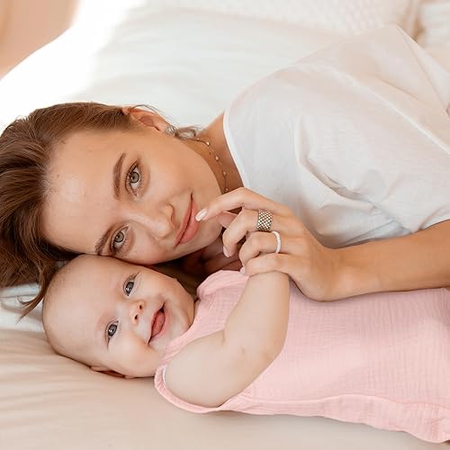 Miniatura 3 de Manta unisex de muselina de algodón orgánico para bebé, unisex, con cremallera de 2 vías, saco de dormir de 1.0 tog para 18-24 meses, color rosa