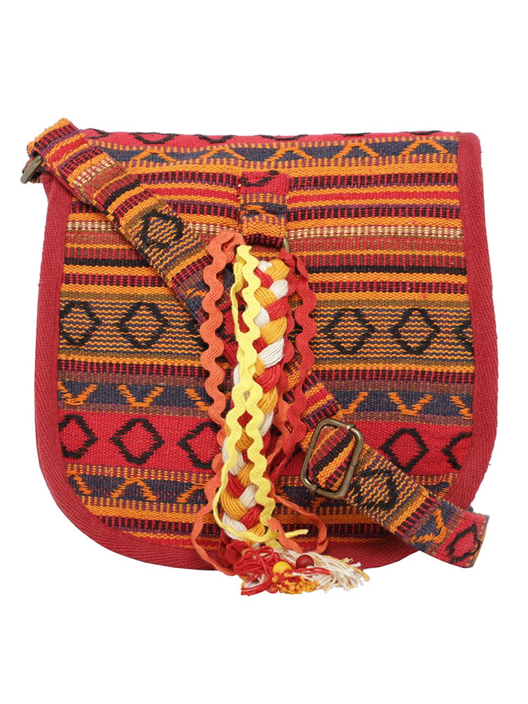 the house of tara Ethinic Handloom Purse For Women | Small Crossbody Sling Bag with Waterproof Inner Lining, Tassels Embellishment & Zip Pocket | Aesthetic Foldable Ladies Purse Handbag-picture-47