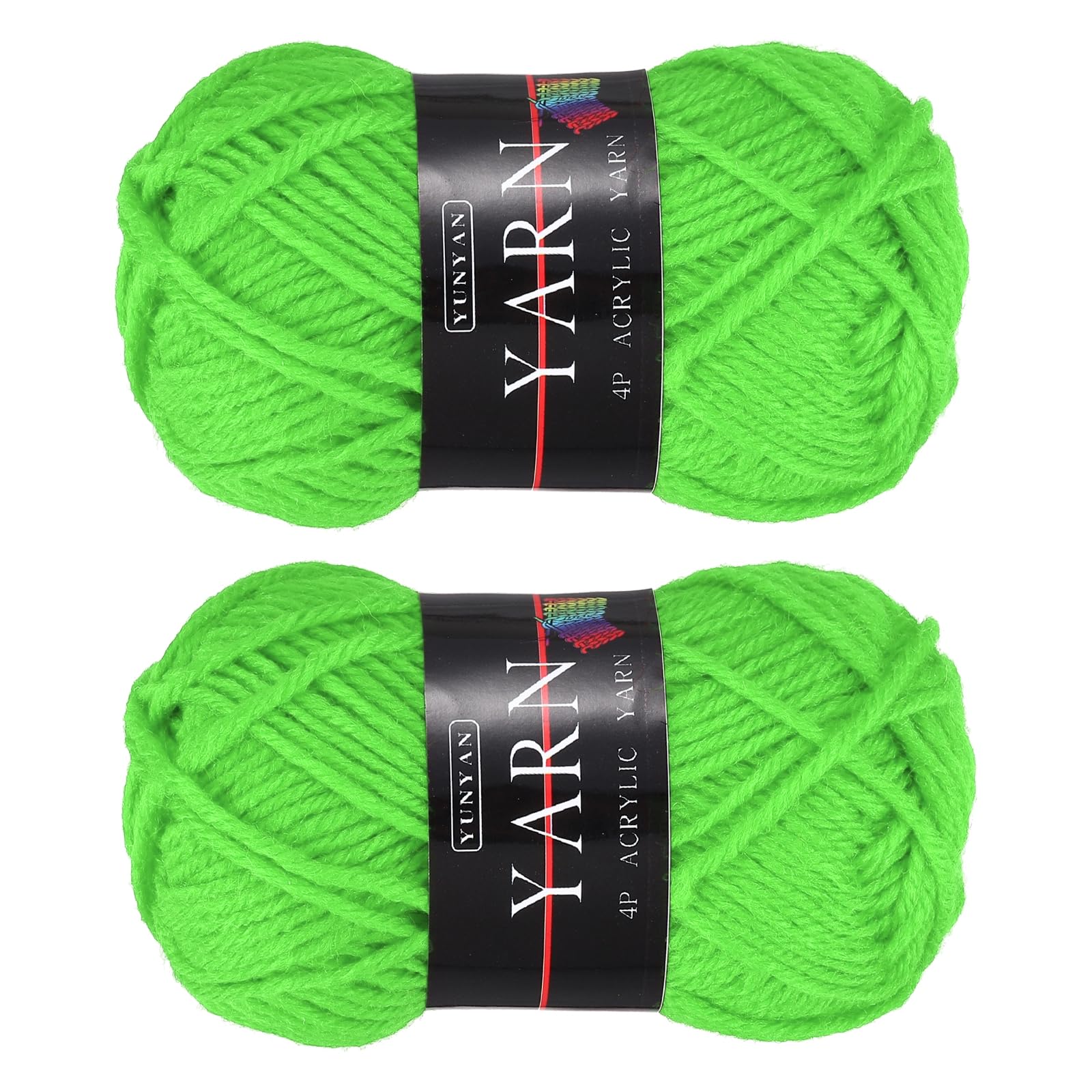 sourcing map Acrylic Crochet Yarns 2PCSx25g Fluorescent Green