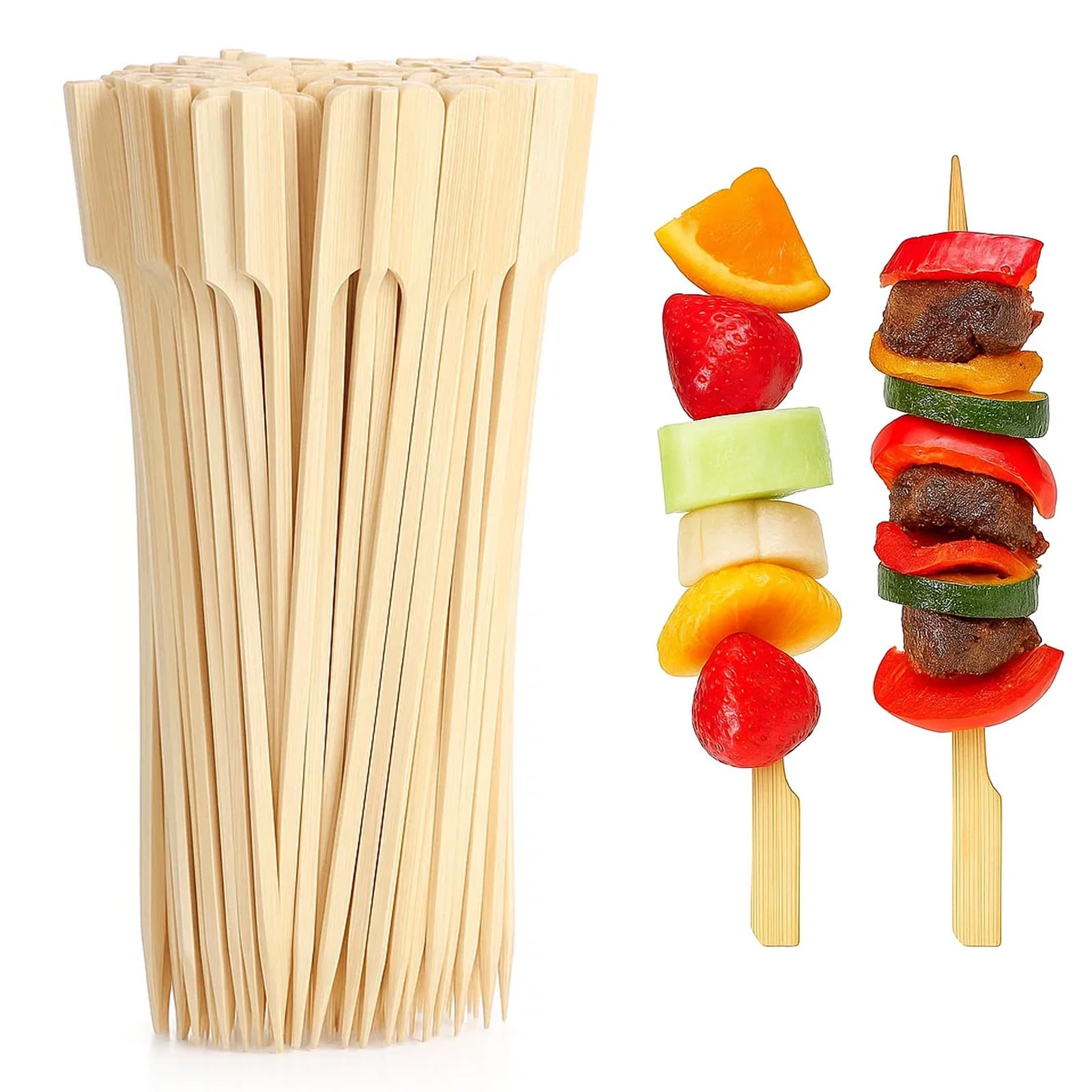 200 PCS Cocktail Sticks, 15cmWoodenToothpicks, Kebab Skewers, Bamboo Skewers for Party, Picnic, Kids Snacks, Marshmallow Roasting, Kebab for Grilling, Outdoor Cooking