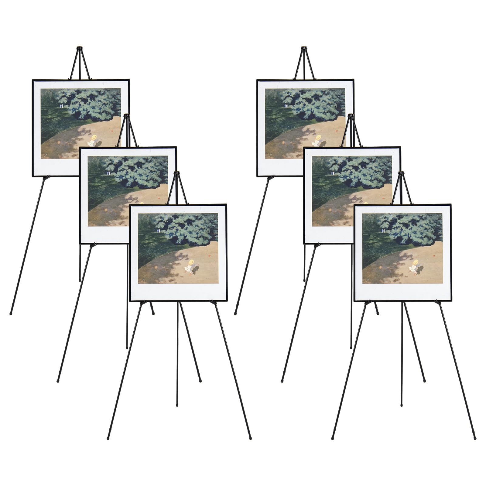 COSTWAY 6 Pz Cavalletto per Dipingere, Cavalletto Pittura in Metallo con Staffe Regolabili, Piedini Antiscivolo e Borsa, Cavalletti da Esposizione Portatile, Portata 10 kg, Per Dipinti Poster