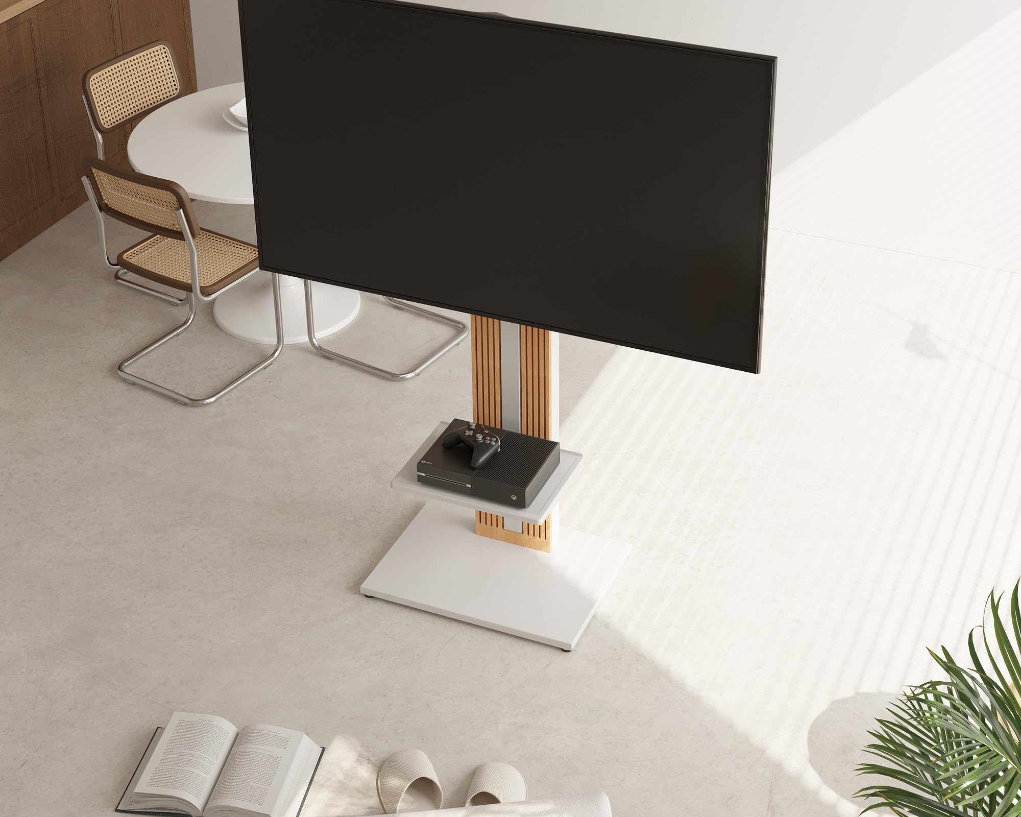 FITUEYES Estante para Soporte de TV de pie Serie Zen Serie Cantor cargable hasta 10 kg Blanco