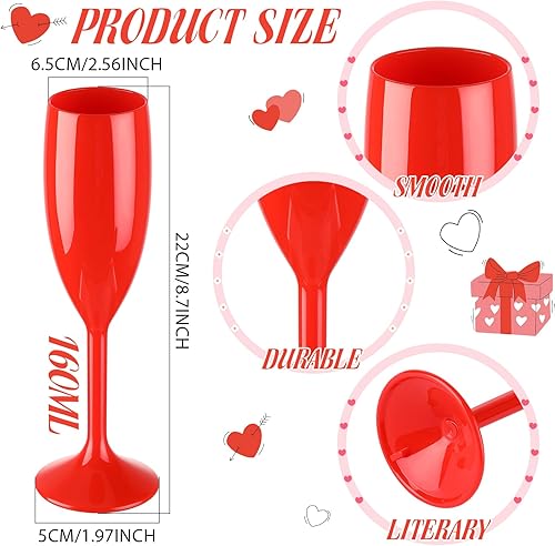 Miniatura 2 de Domensi 40 copas de champán acrílicas a granel para el día de San Valentín, tostadas, copas de champán de tallo alto, irrompibles, reutilizables,