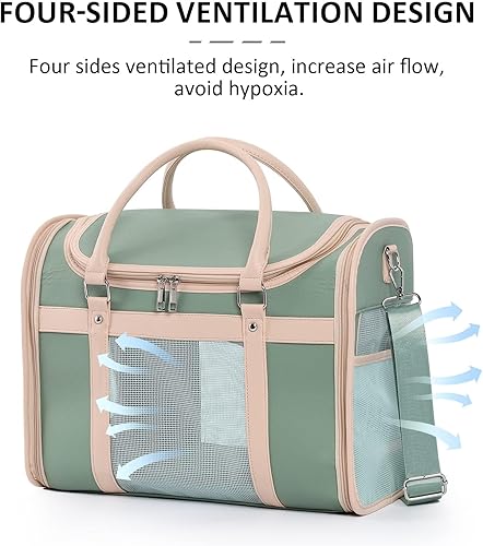 Miniatura 6 de Mochila transportadora de mascotas aprobada por aerolíneas, diseño plegable de poliuretano impermeable con ventilación de bloqueo de luz, bolsa de