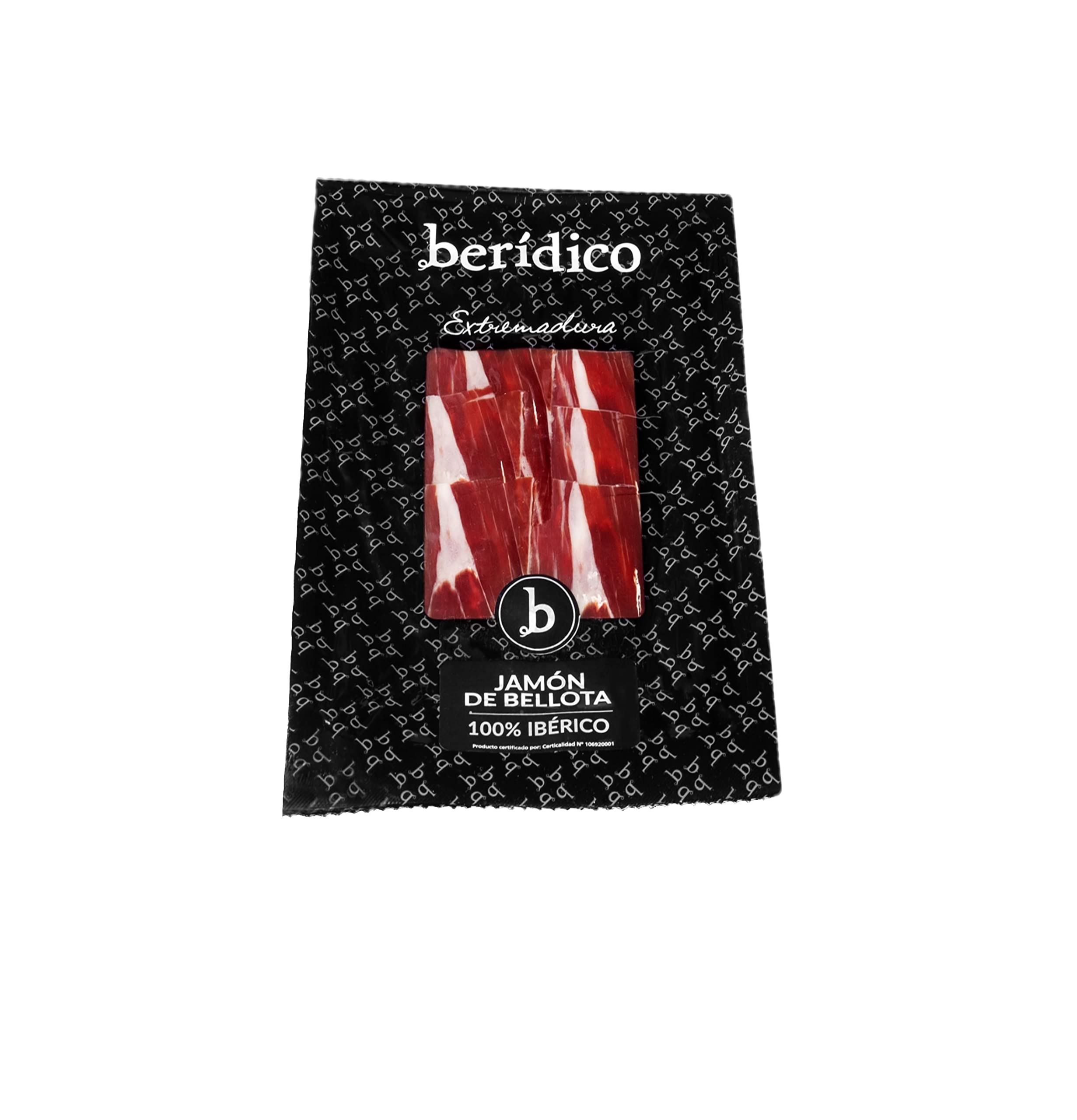 Jamón de Bellota 100% Ibérico. 5 Sobres de 100 g cortado a mano por nuestro maestro cortador y envasados al vacío. Elaborado Artesanalmente. Extremadura. BERIDICO. JAMON IBERICO BELLOTA. PATA NEGRA.