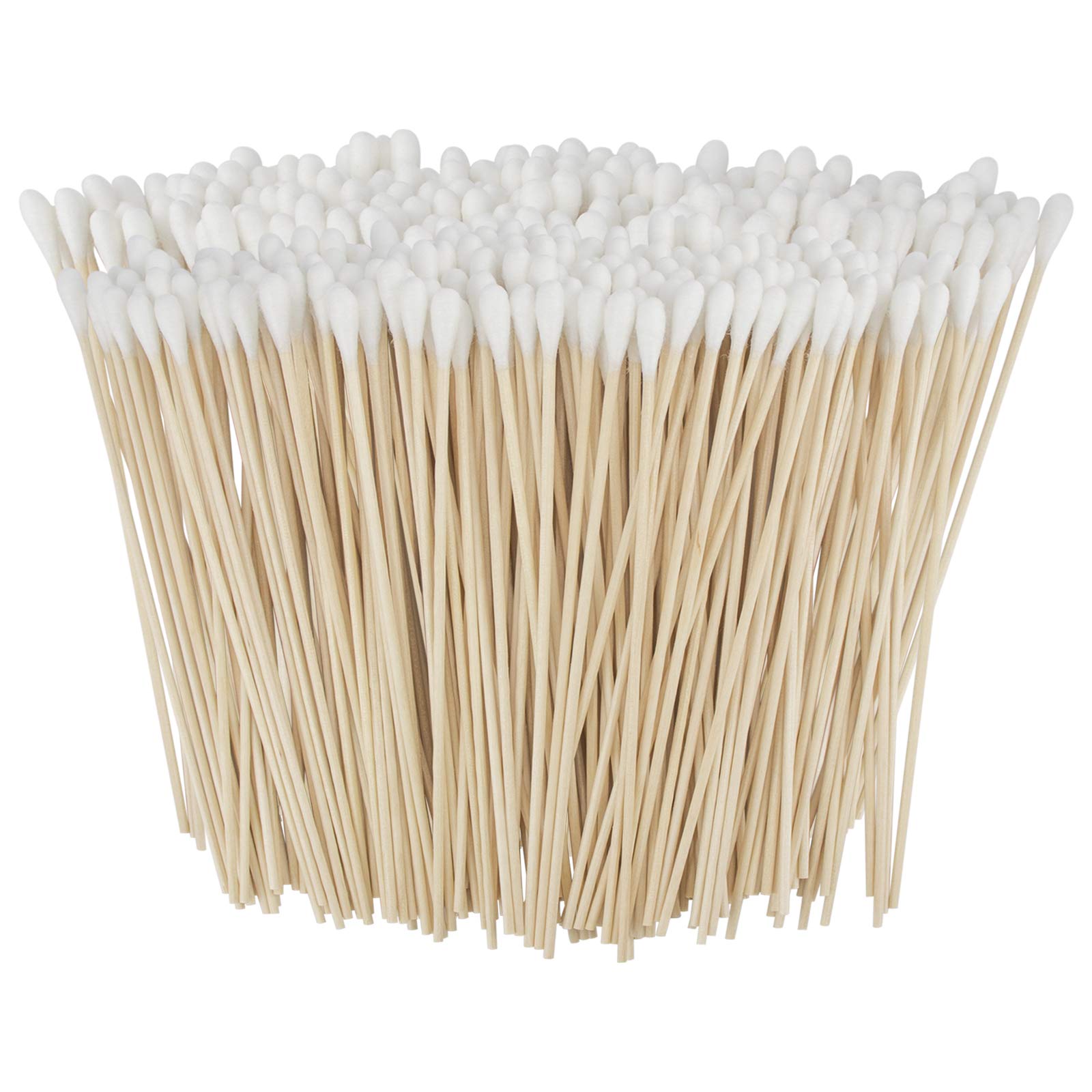 Bcowos Long Cotton Swabs 1000 Count - Extra Long Cotton Buds, Cotton Swabs with Wooden Sticks - Cotton Swabs for Makeup Ears Pets Care Gun Cleaning - Biodegradable Swabsticks