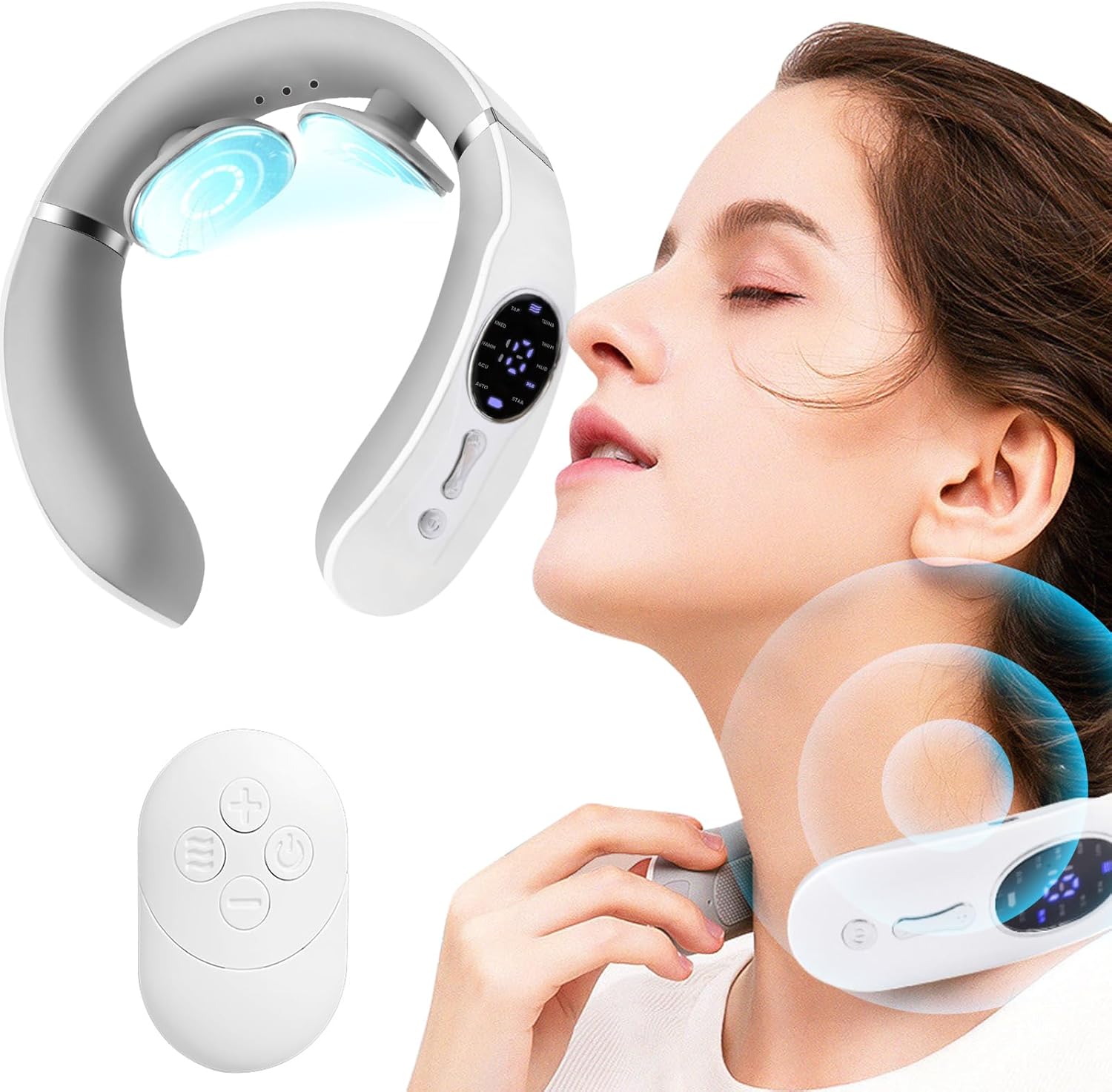 Neck Massager for Pain Relief Deep Tissue,Electric Portable Neck Massager with Heat for Women Men Neckmassager-q1
