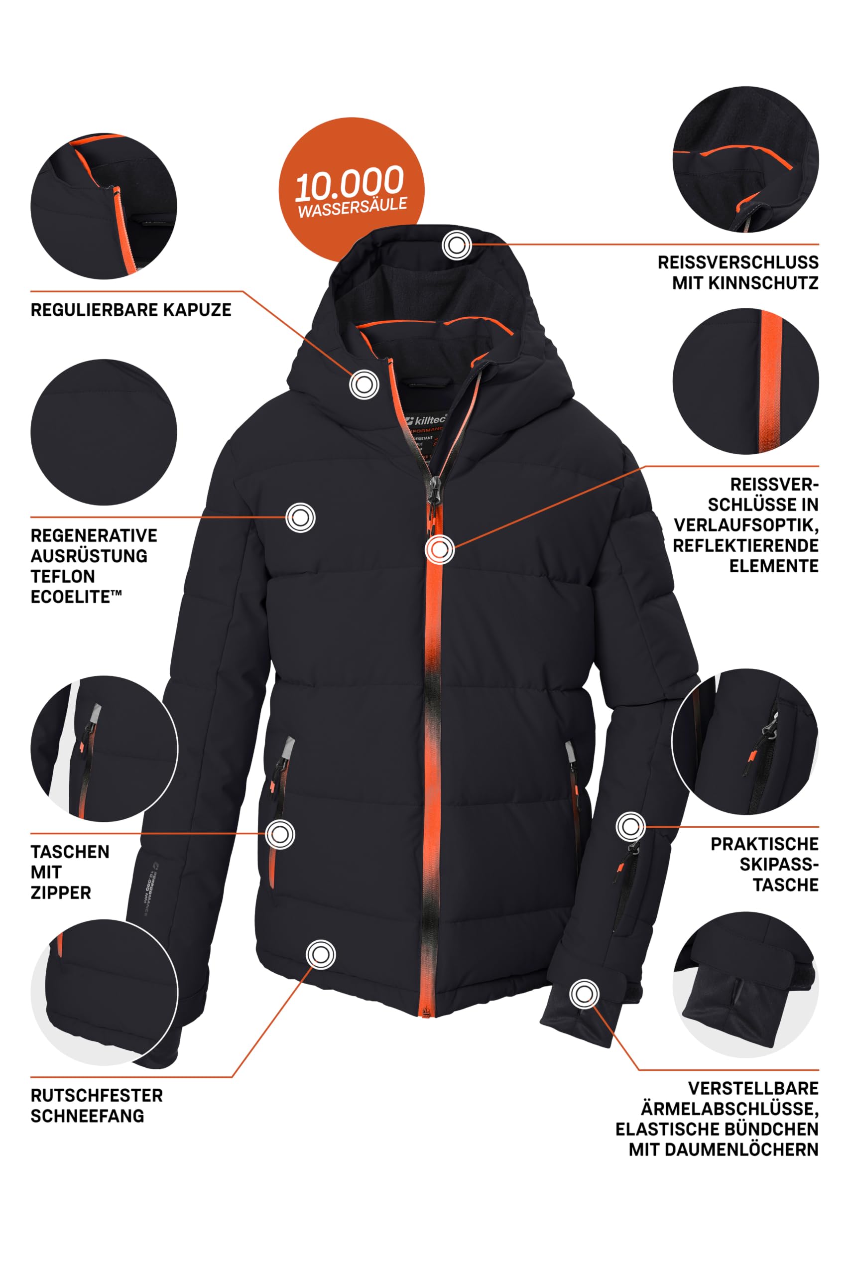 killtec Jungen Ksw 203 Bys Ski Jckt Ski-Steppjacke mit Kapuze und Schneefang (1er Pack)