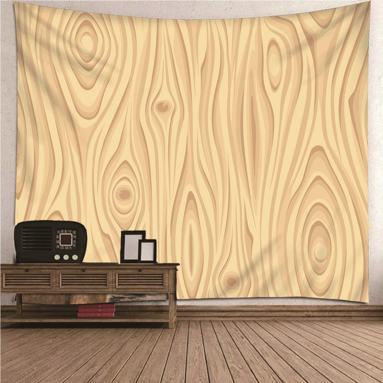 Tapiz de pared KnSam de alta calidad, diseño elegante de vetas de madera beige, 150x150cm