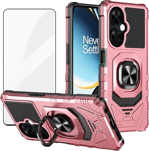 Ailiber OnePlus Nord N30 - Funda protectora resistente a prueba de golpes con soporte de anillo, soporte magnético para automóvil, protector de