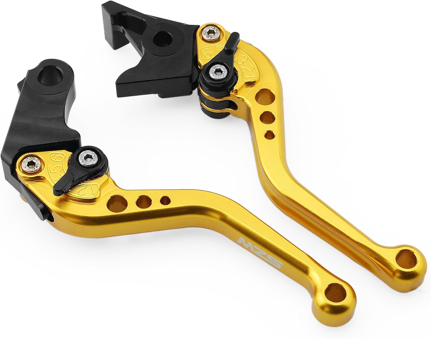 MZS Gold Motorcycle Brake Clutch Levers Adjustable Short CNC Compatible with CBR600 CBR 600 F2 F3 F4 F4i / Shadow 600 / CB600F 599 / NT650 Hawk / VT500FT