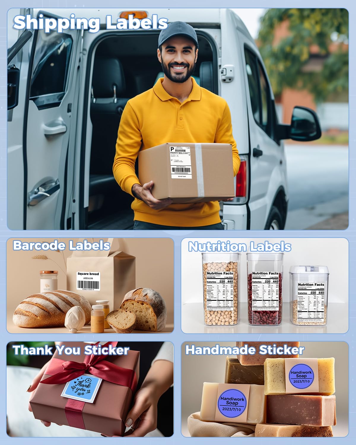 Phomemo Bluetooth Termiczna Drukarka Etykiet,D520BT Drukarka Etykiet Adresowych 4x6,Bezprzewodowa Drukarka Etykiet do Opakowań,Przesyłek,Logo,Kompatybilny z Ebay,Etsy,Amazon,Shopify Itp(Cały Czarny)