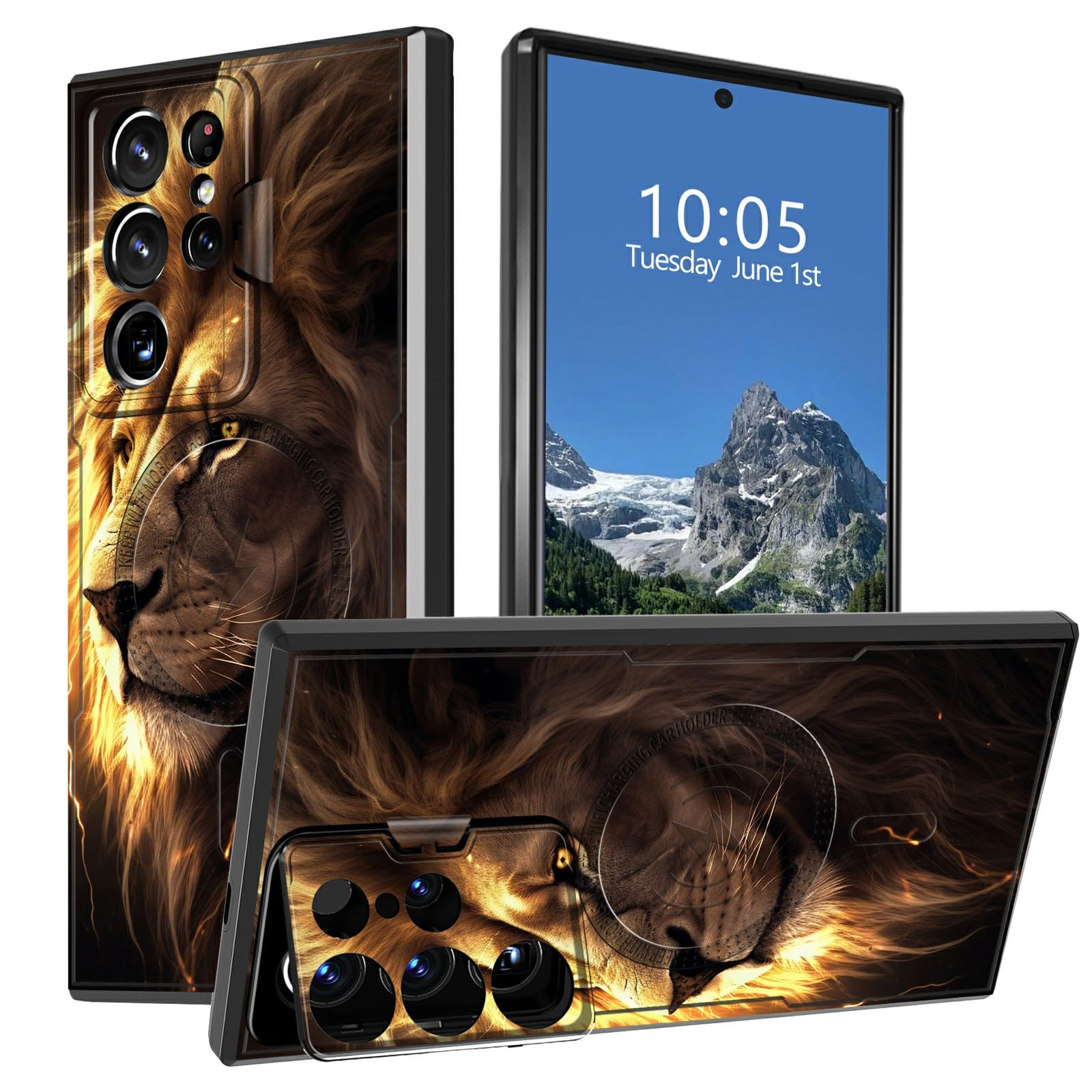 Case for Samsung Galaxy S22 Ultra with Camera Cover Stand Galaxy S22 Ultra Case with Kickstand Heavy Duty Rugged Shockproof Protective Phone Case for