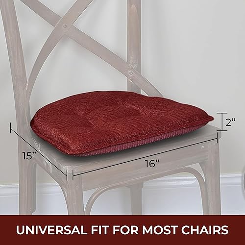 Miniatura 4 de Klear Vu Omega Gripper - Cojín capitoné antideslizante para silla de comedor, Tela, Llama, Paquete de 4