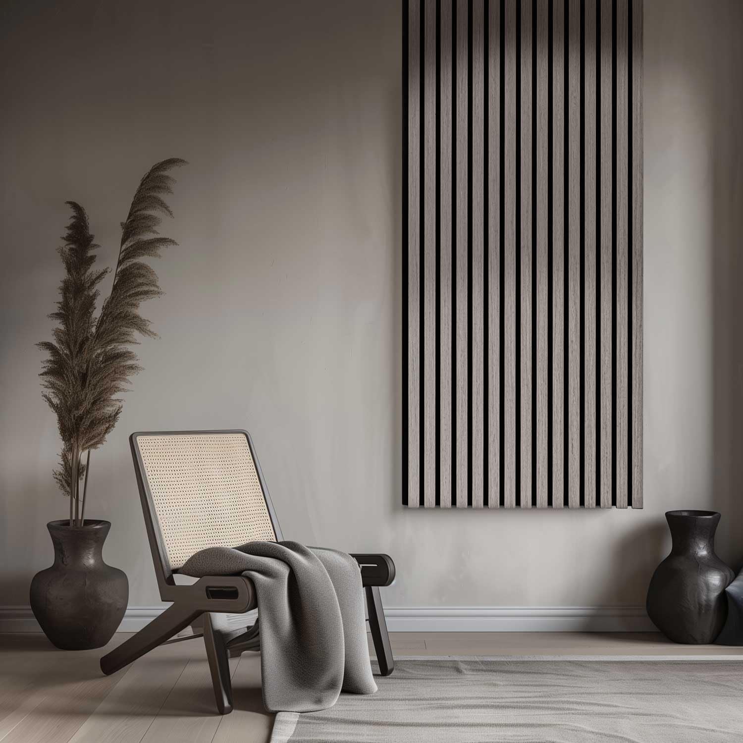 Beethoven Lot de 4 panneaux d'insonorisation décoratifs en bois Gris 150 x 60 cm