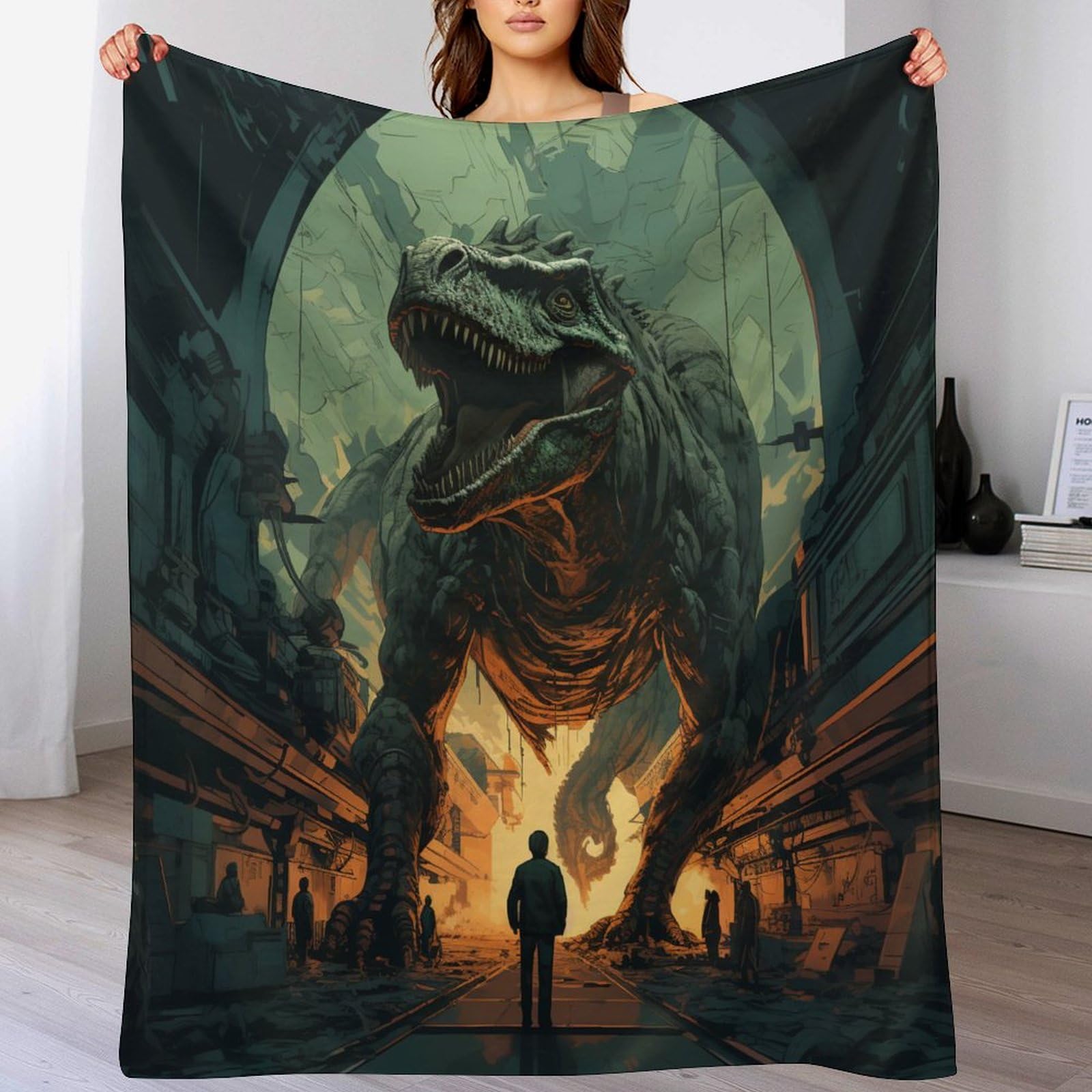 Couverture dinosaure pour des soirées cocooning douillettes sur le sofa