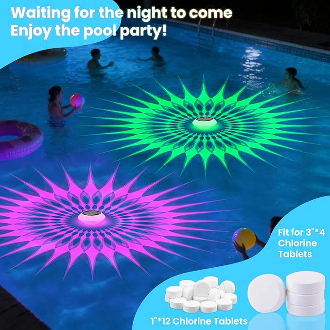 Kitloo Flotador Cloro Solar LED RGB 1800mAh IP68 Piscina 1 Unidad miniatura 5