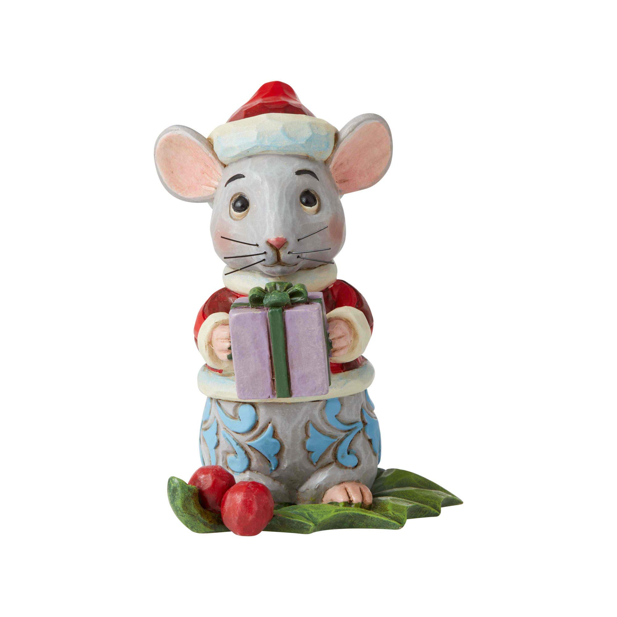 Enesco Jim Shore Heartwood Creek Christmas Mouse Miniature Figurine, Multicolor