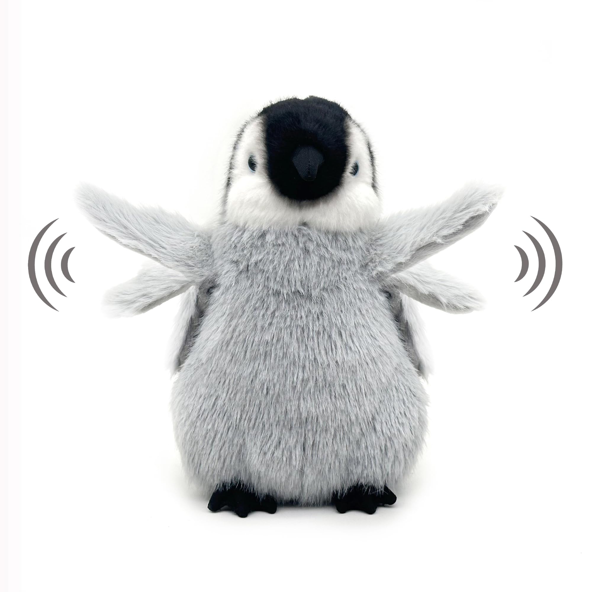 10 Inch Baby Penguin Interactive Plush Toy, Realistic Stuffed Animal with Liftable Wings, Super Soft and Huggable Gift for Kids