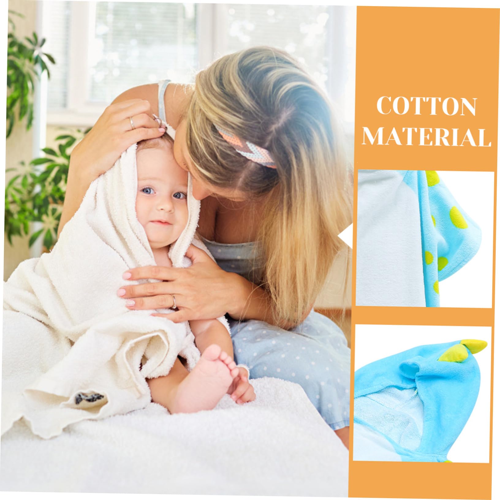 SECFOU Toalla de Baño Capucha Infantil de Algodón Azul, Capa
