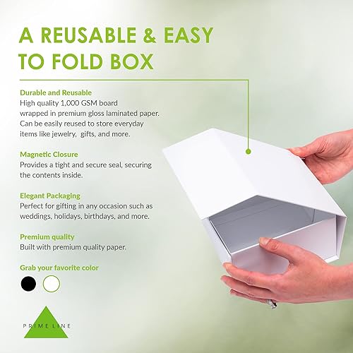 Miniatura 6 de Caja de regalo magnética, paquete de 15 cajas plegables blancas con cierre de tapa a granel, embalaje de cartón de lujo para boutiques, pequeñas