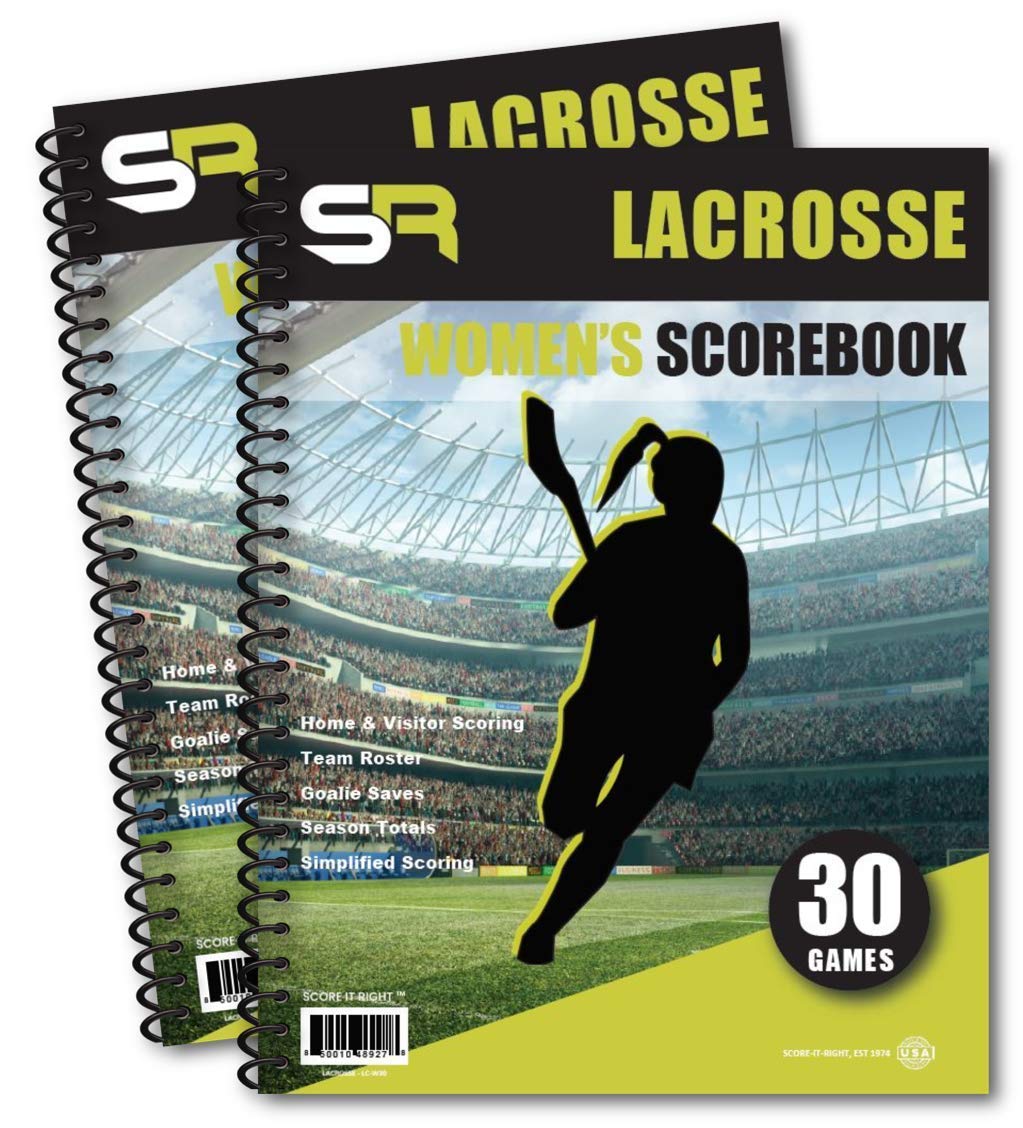 Lacrosse Scorebook – 24-Player Womens Score Keeping Book for 30 Games – Spiral Bound Lacrosse Scorebook with Simplified Scoring Instructions – 9.25 x 12-inch Scorebook Hardcover