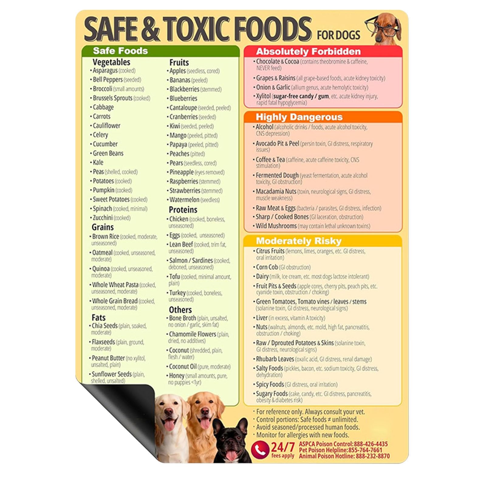 Safe & Toxics Foods Chart for Dogs Fridge Magnet, 8.5x11 Inch Waterproof & Humidity Resistants Pet Safety Reference, Canine Nutrition Health Guide for Dog Owners & Puppy Parents