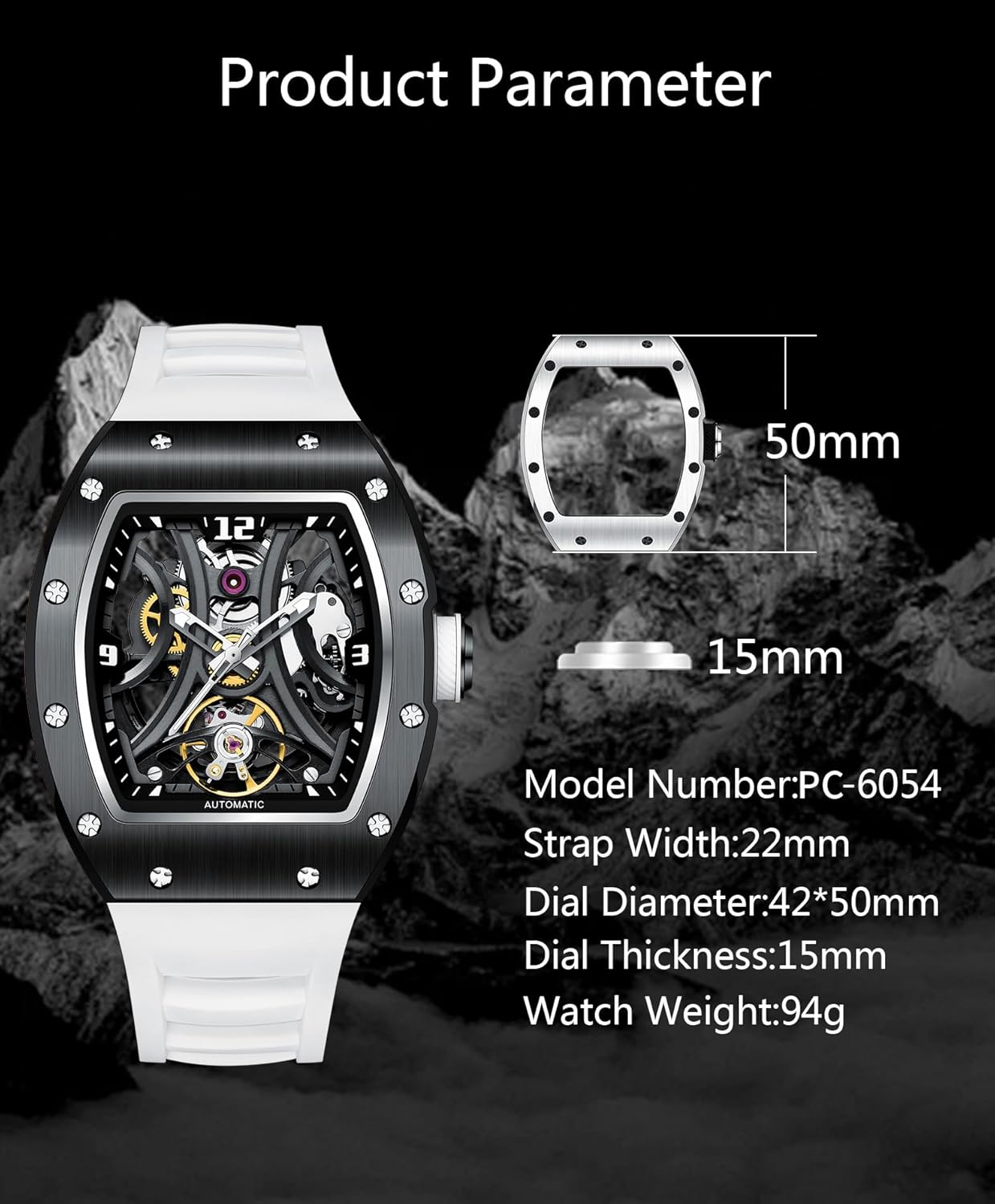 Paras Crown Automatic Watches for Men Mechanical Watch Stainless Case 50M Waterproof Fashion Luxury Wrist Watches for Men - Image 7