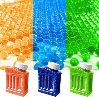 Gel Gun Blaster Refill Ammo - 7-8mm, 3 Bottles, 90000 Pieces, 7.5mm Splatter Water Balls Beads Bullets Compatible with Splatrball, Splat Gun, Orby Gun etcc - Blue Orange Green