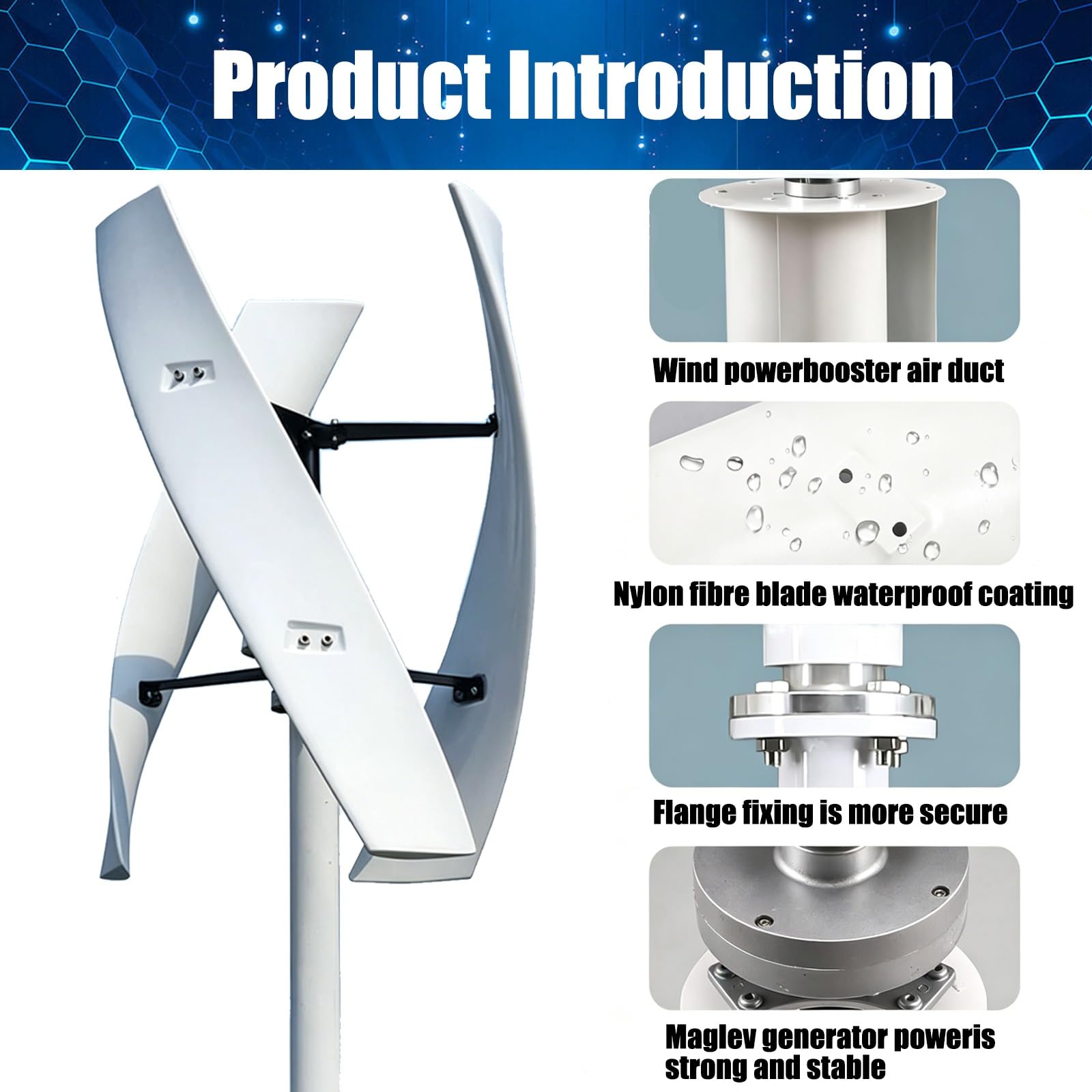 Aerogenerador Doméstico 16000W 20000W Turbina Eólica Vertical Kit Completo 12V 24V 48V 220V con Controlador, Generador de Bajo Ruido en Espiral para Jardín(20000W,220V)