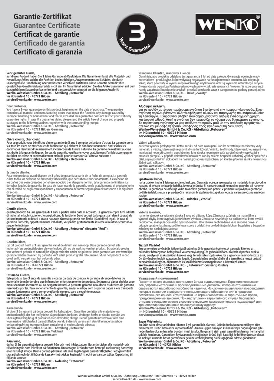 Wenko Classic Shower Bar dimensions showing 70 cm length