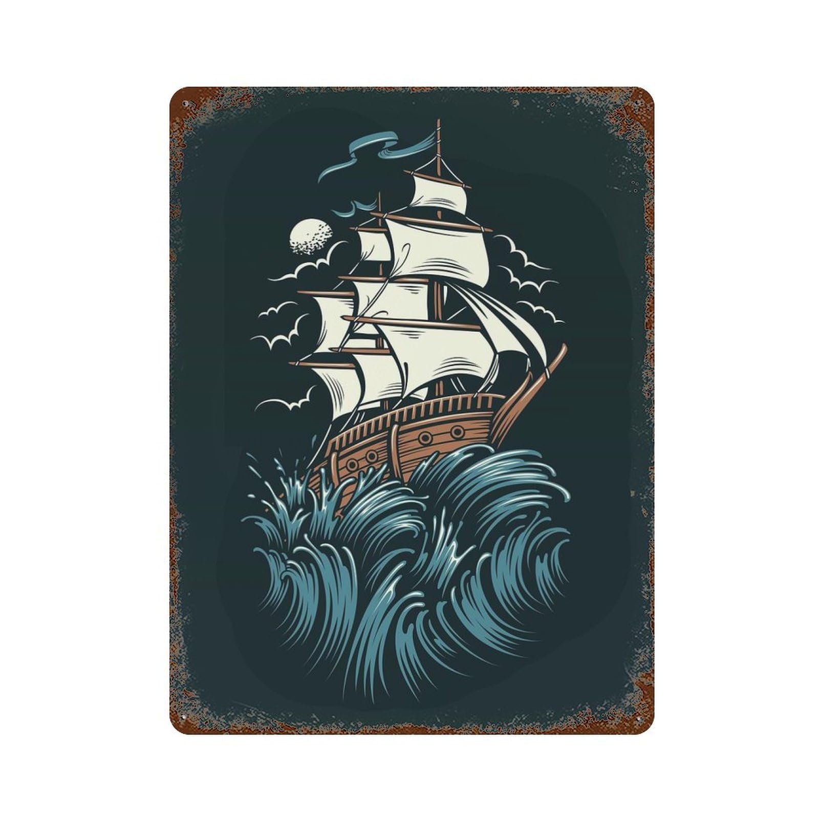 Sailor Struggle Rusty Metal Tin Sign 15.7"x11.8", Industrial Home Decor for Garage, Pub Or Kitchen