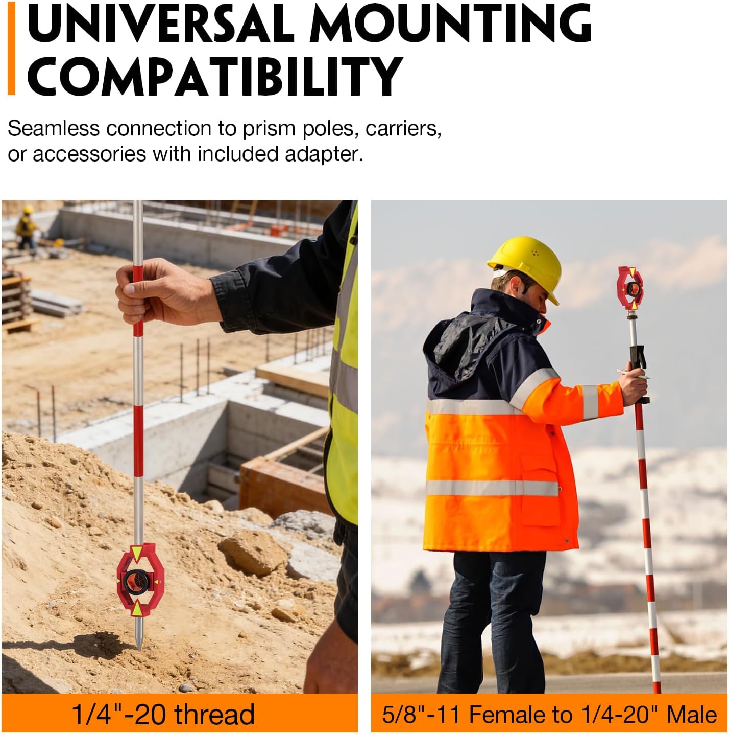 Mini Prism with Adapter, 17.5mm Surveying Prism for Total Station