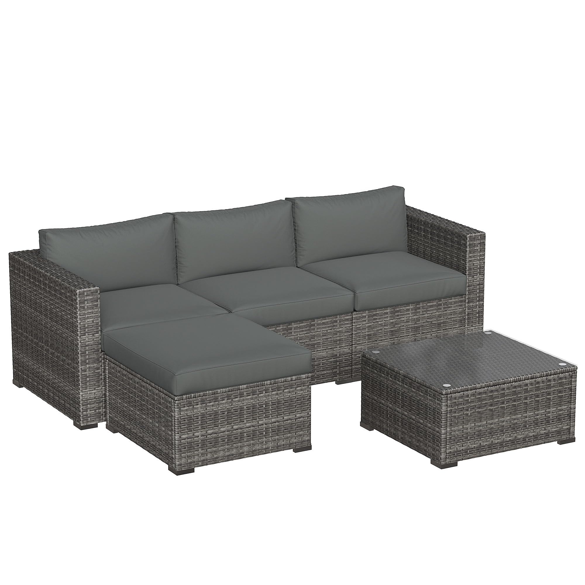 Photo 1 of *** PARTIAL SET***May in Color 5 Piece Outdoor Patio Sectional Furniture Set, Weather Resistant Rattan Outside Couch, Waterproof Conversation Sofa for Balcony, Porch, Backyard, Deck, Garden, Grey