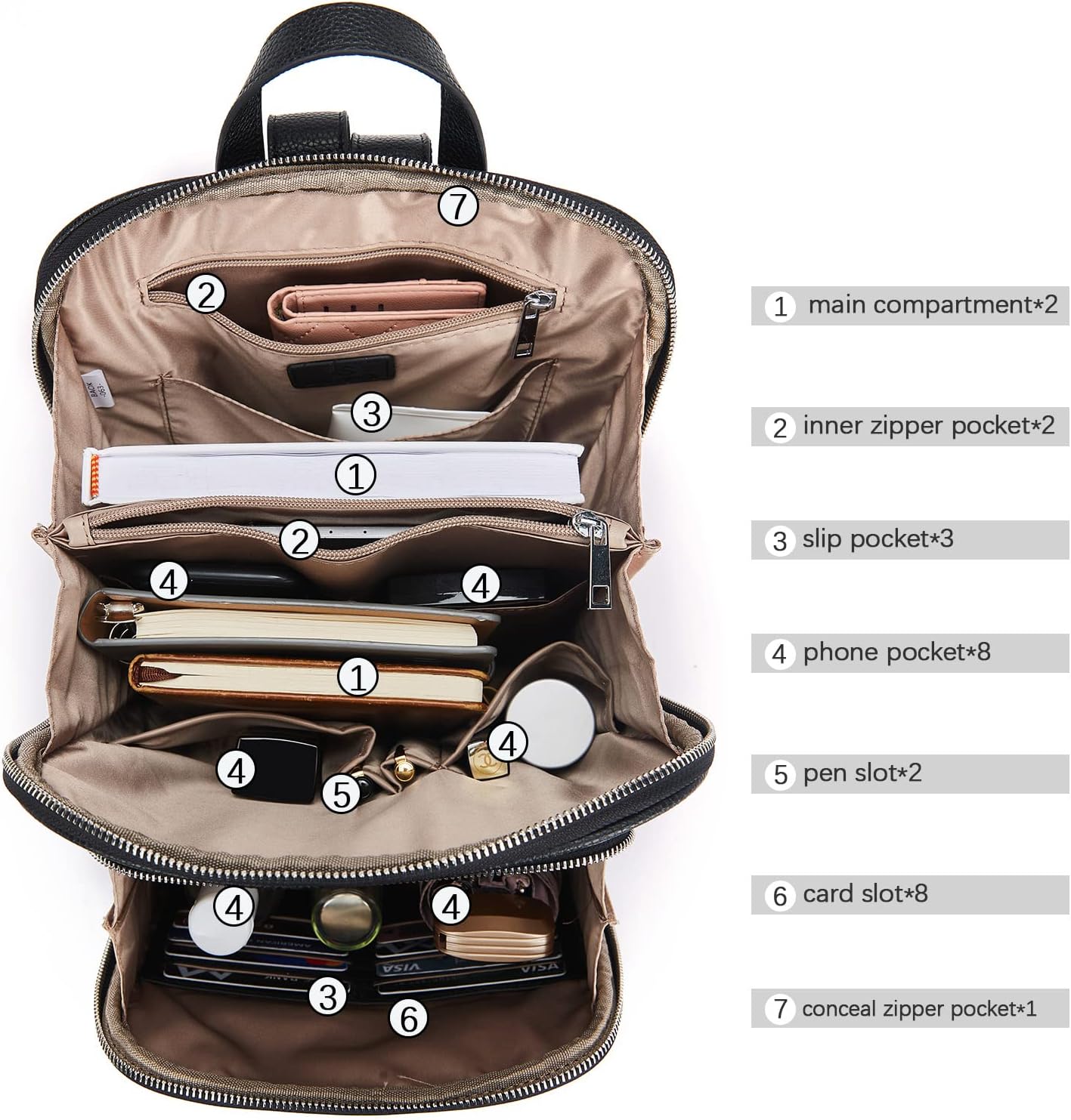 BOSTANTEN Genuine Leather Backpack Purse Casual College Travel Bags for Women - Image 4