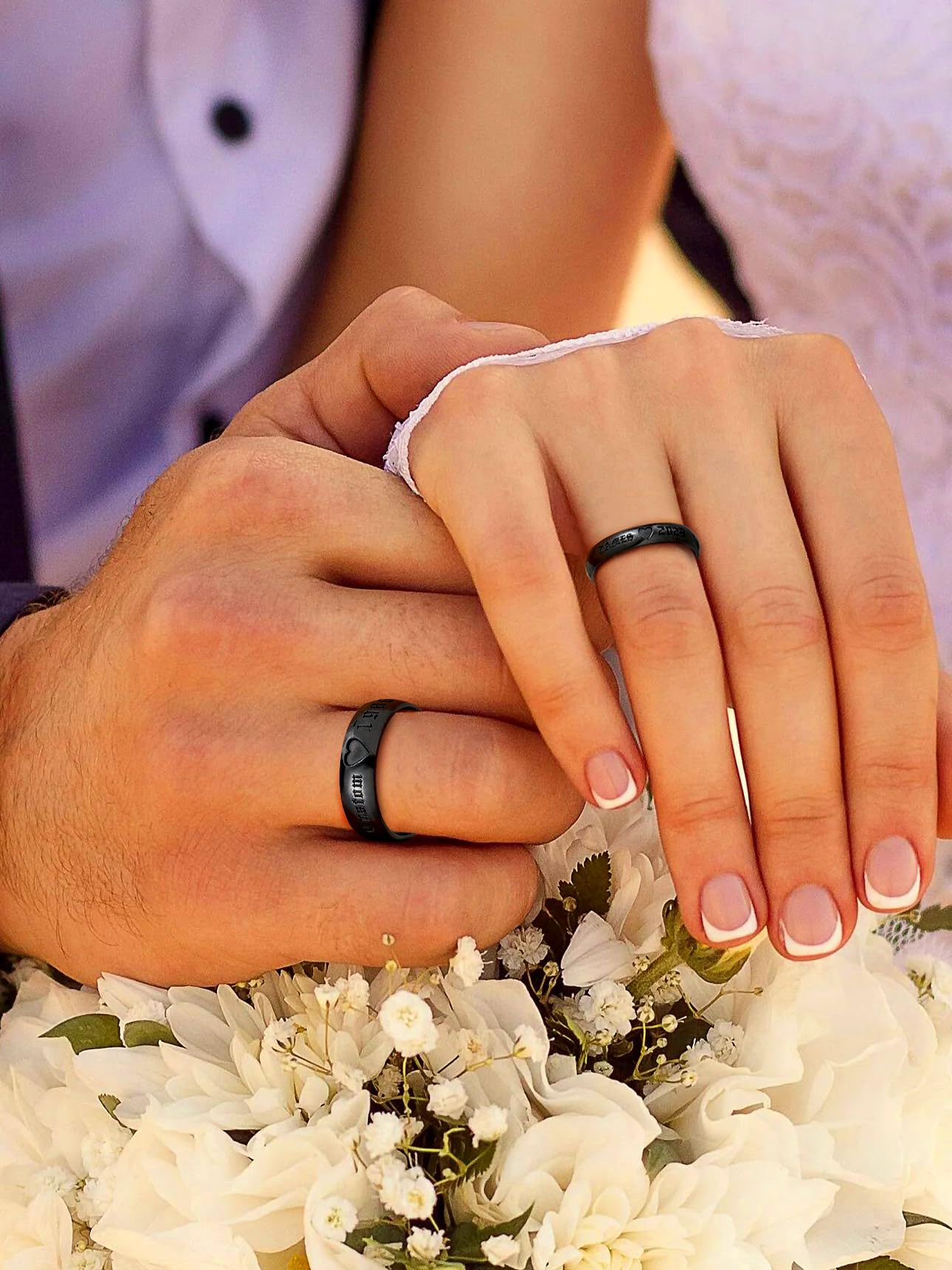 Bestyle Herzringe für Paare Damen Männer Liebe Herz Ringe Set Edelstahl Verlobungsring Trauringe Paarringe Couple Promise Ringe