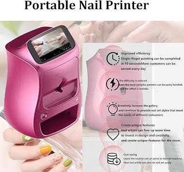 Digital Mobile Nail Art Printer,3D Nail Printer Portable Nail Art Printing Machine with Smart App Control,Support WiFi/DIY,Printing and drying,for Beauty & Personal Care for Girls' Home Nails