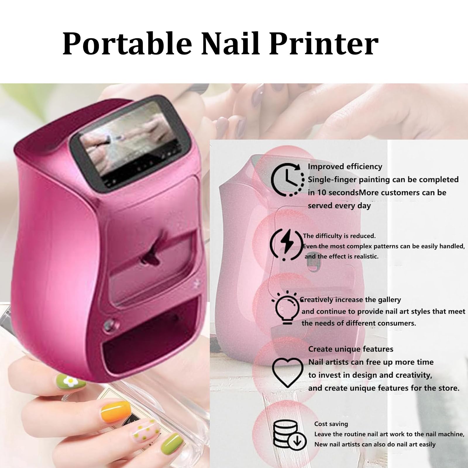 Automatyczna Drukarka Do Zdobienia Paznokci DIY, 3D Cyfrowa Inteligentna Drukarka Do Paznokci, Zestaw Do Manicure, Narzędzia Do Drukowania Zdjęć Paznokci