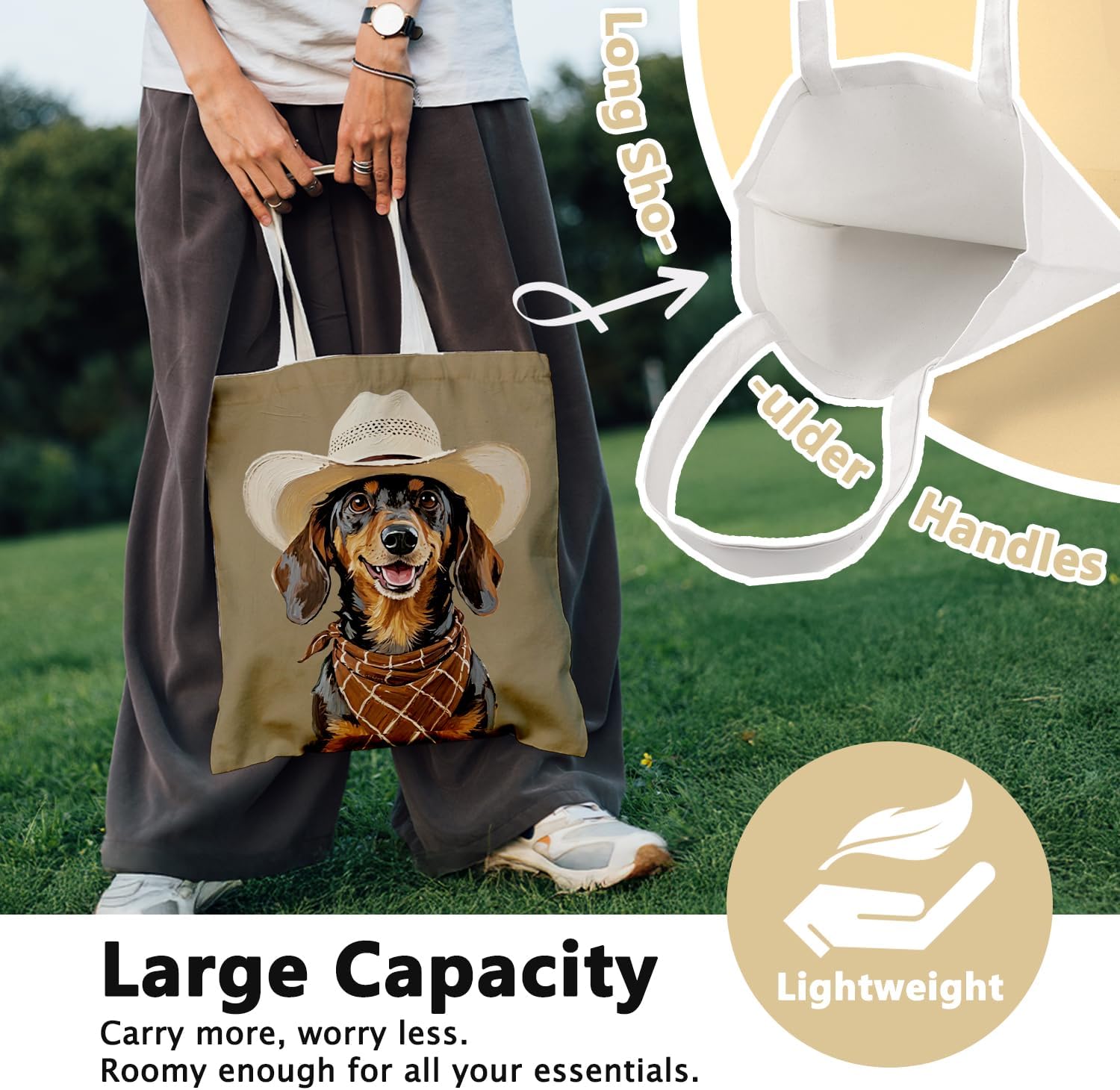 Cute Dog Tote Bag for Women, Dog Lovers Gifts for Women Pet Owner, Birthday Gifts Reusable Grocery Bags Shopping Bags image 3